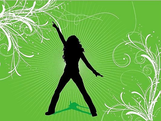 EPS 해외이미지 여자 행복 실루엣 음악 백그라운드 꽃무늬 일러스트 사람 초록색 파티 댄서 춤 은색 디스코 해외202004 해외일러스트 직업 꽃 감정 컬러 무늬 문화예술 촬영기법 이벤트 파일형식 벡터 이미지허브