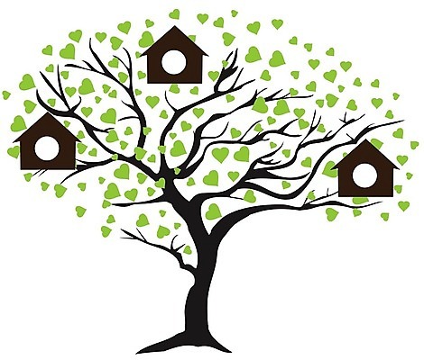 EPS 해외이미지 나무 실루엣 일러스트 매달리기 사람없음 하트 둥지 새장 해외일러스트 모양 식물 모션 촬영기법 케이지 파일형식 벡터 이미지허브