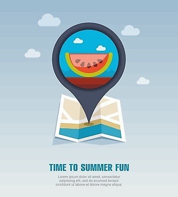 EPS 해외이미지 구름 지도 일러스트 수박 사람없음 여름 여름휴가 바캉스 심볼 위치 수박조각 해외202004 해외일러스트 자연요소 계절 조각 과일 휴가 파일형식 벡터 여름_계절 이미지허브