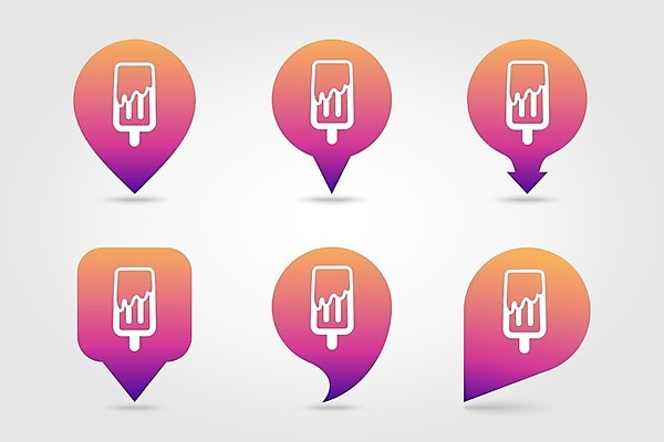 EPS 해외이미지 화살표 말풍선 일러스트 사람없음 세트 보라색 위치 그라데이션 막대아이스크림 해외202004 해외일러스트 컬러 아이스크림 파일형식 벡터 이미지허브