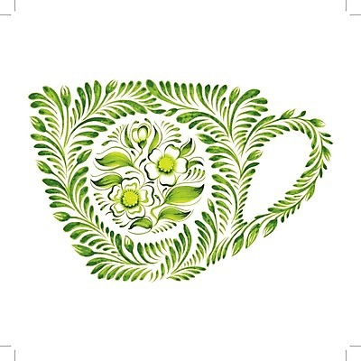 EPS 해외이미지 식물 디자인 백그라운드 잎 일러스트 수채화 미술 사람없음 컵 초록색 신선 찻잔 해외202004 해외일러스트 식기 컬러 문화예술 잔 파일형식 벡터 이미지허브