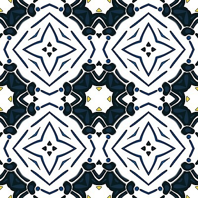 EPS 해외이미지 전통 디자인 패턴 일러스트 벽지 추상 장식 파란색 노란색 흰색 포르투갈 타일 묘사 정사각형 스페인어 엘리먼트 튀니지 해외202004 해외일러스트 도형 유럽 컬러 무늬 아프리카 파일형식 벡터 이미지허브