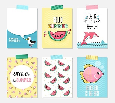 EPS 해외이미지 말풍선 패턴 일러스트 갈매기 수박 세마리 어류 타이포그라피 사람없음 세트 원형 돌고래 콘아이스크림 수박조각 해외202004 해외일러스트 도형 문자 조각 무늬 과일 포유류 조류 아이스크림 3 수중동물 파일형식 벡터 이미지허브