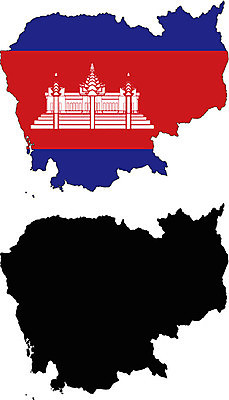 EPS 해외이미지 모양 아시아 여행 지도 일러스트 빨간색 파란색 숫자 깃발 그림 윤곽 캄보디아 고립 지리 해외202004 해외일러스트 문자 나라 컬러 파일형식 벡터 이미지허브