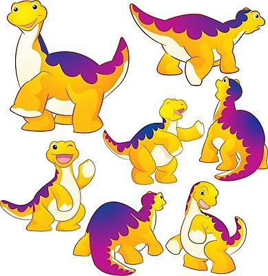 EPS 해외이미지 동물 여러마리 일러스트 사람없음 노란색 귀여움 보라색 공룡 공룡캐릭터 카툰스타일 쥬라기 해외202004 해외일러스트 일러캐릭터 캐릭터 컬러 다수 컨셉 파충류 파일형식 벡터 이미지허브