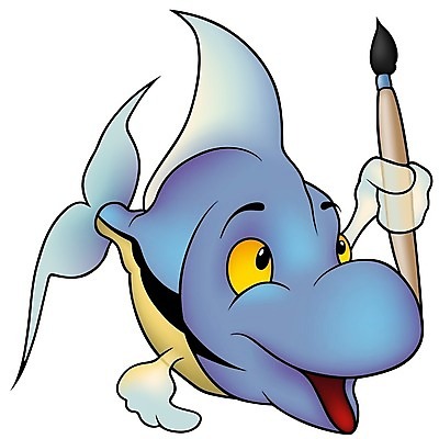 EPS 해외이미지 클립아트 동물 일러스트 열대 어류 미소 파란색 수중 붓 만화 자르기 그림 코믹 화가 손그림 고립 이국적 해외202004 해외일러스트 직업 컬러 모션 표정 수중동물 파일형식 벡터 이미지허브