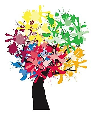 EPS 해외이미지 나무 일러스트 추상 사람없음 컬러풀 페인트 얼룩 해외202004 해외일러스트 식물 컬러 무늬 파일형식 벡터 이미지허브