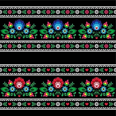 EPS 해외이미지 전통 꽃 패턴 일러스트 사람없음 컬러풀 화려 폴란드 해외202004 해외일러스트 식물 유럽 컬러 컨셉 무늬 파일형식 벡터 이미지허브