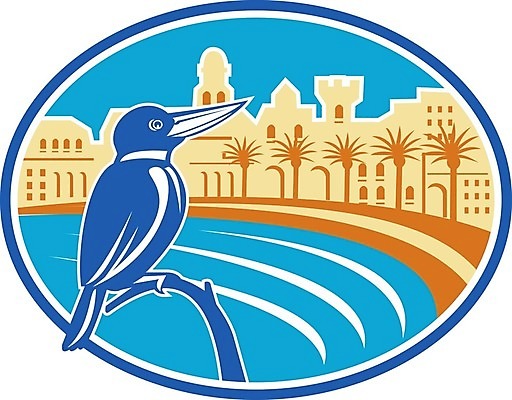 EPS 해외이미지 나무 동물 유럽 야생동물 바다 일러스트 조류 손바닥 건물 그래픽 이탈리아 스페인 지중해 복고 물총새 해외202004 해외일러스트 식물 건축물 손 나라 파일형식 벡터 이미지허브