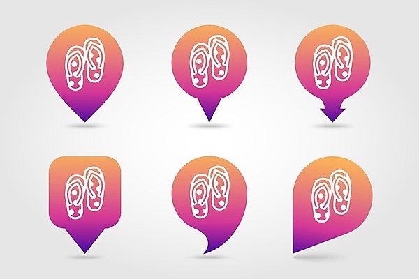 EPS 해외이미지 화살표 말풍선 일러스트 사람없음 세트 보라색 쪼리 위치 그라데이션 해외202004 해외일러스트 컬러 샌들 파일형식 벡터 이미지허브