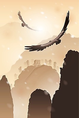 EPS 해외이미지 디자인 백그라운드 날개 일러스트 자연 하늘 성공 바람 산 풍경 갈색 중국 우아함 독수리 세피아 절정 산맥 해외202004 해외일러스트 자연요소 아시아 컬러 컨셉 조류 날씨 촬영기법 생태계 파일형식 벡터 이미지허브