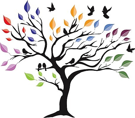 EPS 해외이미지 나무 잎 일러스트 조류 추상 사람없음 컬러풀 해외202004 해외일러스트 식물 동물 컬러 무늬 파일형식 벡터 이미지허브