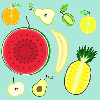 EPS 해외이미지 식물 계절 열매 조각 잎 오렌지 과일 일러스트 재료 디저트 귤 수박 바나나 건강 키위 씨앗 빨간색 초록색 여름 컬러풀 주스 신선 플랫 달콤 맛 사과 멜론 만화 자르기 먹기 레몬 레모네이드 파인애플 아보카도 숙성 신맛 이국적 해외202004 해외일러스트 음료 음식 컬러 컨셉 모션 열대과일 에이드 파일형식 벡터 이미지허브