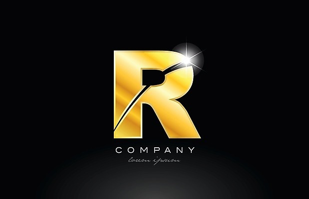 EPS 해외이미지 모양 템플릿 디자인 알파벳 백그라운드 일러스트 회사 비즈니스 금속 검은색 황금 편지 심볼 신분 R 엘리먼트 활자 해외202004 해외일러스트 영어 컬러 재질 활자판 파일형식 벡터 이미지허브