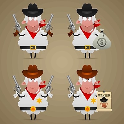 EPS 해외이미지 동물 캐릭터 여자 남자 행복 별 포즈 컨셉 일러스트 장난 포유류 모션 가면 미술 서기 반려동물 농장 기쁨 권총 흰색 양 폭력 유머 카우보이 보안관 보호 싸움 법 사수 영웅 솜털 양고기 양모 마스코트 서쪽 수배 총포 해외202004 해외일러스트 일러캐릭터 자연요소 직업 감정 컬러 농업 문화예술 육류 사람 총 직물 방향 사회이슈 파일형식 벡터 이미지허브