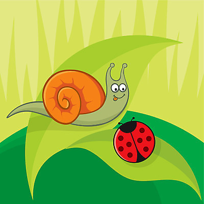 EPS 해외이미지 캐릭터 백그라운드 일러스트 초록색 봄 만화 달팽이 무당벌레 해외202004 해외일러스트 일러캐릭터 계절 컬러 곤충 연체동물 파일형식 벡터 이미지허브