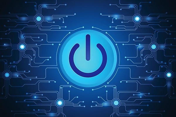 EPS 해외이미지 디자인 컨셉 일러스트 추상 미래 사람없음 그래픽 파란색 디지털 전원버튼 해외202004 해외일러스트 컬러 무늬 버튼 전원_전기 파일형식 벡터 이미지허브