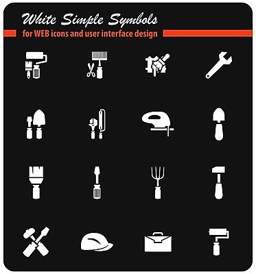 EPS 해외이미지 일러스트 울타리 페인트 도구 붓 선택 망치 모종삽 심볼 롤러 캘리퍼스 해외202004 해외일러스트 컨셉 담장 공구 삽 파일형식 벡터 이미지허브