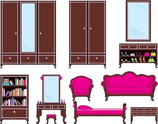 EPS 해외이미지 디자인 꽃 가구 의자 일러스트 탁자 책장 선반 주택 실내 장식 책 세트 소파 갈색 거울 침대 그룹 자르기 오브젝트 복고 진홍색 고립 해외202004 해외일러스트 식물 컬러 생활용품 모션 내부 건물 빨간색 파일형식 벡터 이미지허브
