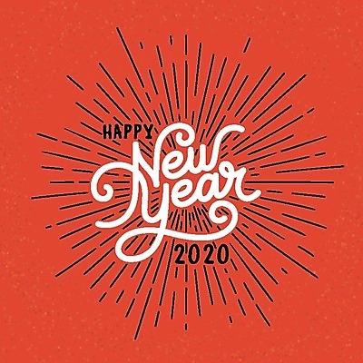 EPS 해외이미지 포스터 백그라운드 크리스마스 일러스트 사람없음 주황색 축하 해피뉴이어 필기체 레터링 해외202004 해외일러스트 문자 기념일 컬러 컨셉 새해인사 파일형식 벡터 이미지허브