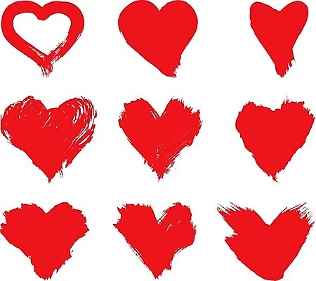 EPS 해외이미지 일러스트 붓터치 사랑 사람없음 빨간색 하트 해외202004 해외일러스트 모양 감정 컬러 파일형식 벡터 이미지허브