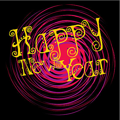 EPS 해외이미지 디자인 백그라운드 일러스트 타이포그라피 사람없음 노란색 검은색 축하 화려 자주색 해피뉴이어 레터링 해외202004 해외일러스트 문자 컬러 컨셉 새해인사 파일형식 벡터 이미지허브