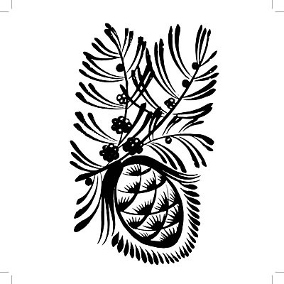 EPS 해외이미지 디자인 백그라운드 잎 일러스트 수채화 미술 사람없음 검은색 소나무 원형 솔방울 해외202004 해외일러스트 도형 나무 식물 컬러 문화예술 파일형식 벡터 이미지허브