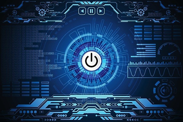 EPS 해외이미지 디자인 컨셉 일러스트 추상 미래 사람없음 그래픽 파란색 디지털 인터페이스 전원버튼 전원스위치 해외202004 해외일러스트 컬러 무늬 버튼 전원_전기 파일형식 벡터 이미지허브