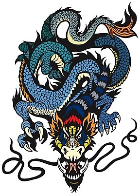 EPS 해외이미지 동양문화 전통 일러스트 사람없음 파란색 용 문신 심볼 해외202004 해외일러스트 문화 컬러 파일형식 벡터 이미지허브