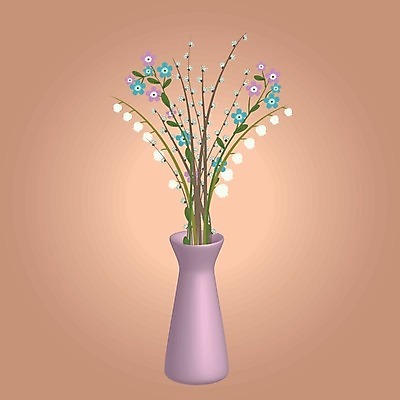 EPS 해외이미지 식물 꽃 분홍색 꽃다발 잎 일러스트 자연 미술 초록색 꽃병 봄 자르기 제비꽃 오브젝트 멀티 해외202004 해외일러스트 계절 컬러 모션 문화예술 생태계 파일형식 벡터 이미지허브