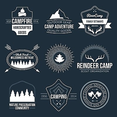 EPS 해외이미지 야생동물 스티커 일러스트 사람없음 세트 라벨 캠핑 빈티지 해외202004 해외일러스트 동물 컨셉 레저 프레임 파일형식 벡터 이미지허브