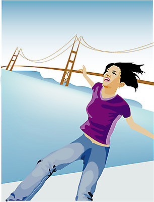 EPS 주간 웰빙 계절 여자 바다 여행 북아메리카 일러스트 휴가 한명 사람 20대 성인 취미 야외 여름 관광지 여름휴가 바캉스 달리기 미국 청바지 즐거움 금문교 여자만 여자한명만 성인여자만 청년만 청년여자만 성인한명만 청년여자한명만 성인여자한명만 성인만 국내일러스트 자연요소 1 감정 바지 모션 아메리카 청년 다리_건축물 파일형식 벡터 여름_계절