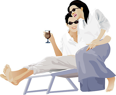 EPS 웰빙 부부 커플 계절 여자 남자 여유 바다 여행 의자 일러스트 레저 휴가 휴식 사람 취미 두명 여름 관광지 여름휴가 바캉스 선글라스 낙원 국내일러스트 감정 안경 가구 컨셉 관계 파일형식 벡터 여름_계절