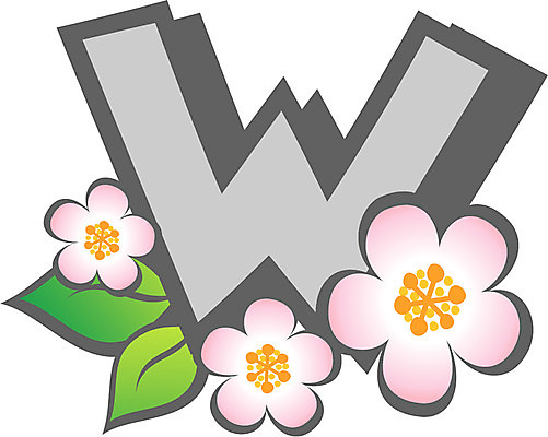 EPS 클립아트 식물 문자 기호 알파벳 영어 꽃 일러스트 글꼴 사람없음 픽토그램 장미 봄 W 국내일러스트 계절 파일형식 벡터