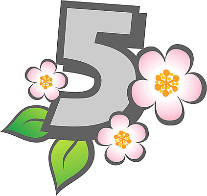 EPS 클립아트 식물 문자 기호 꽃 일러스트 글꼴 교과목 사람없음 픽토그램 숫자 봄 오 5 수학교육 국내일러스트 계절 교육 수학 파일형식 벡터