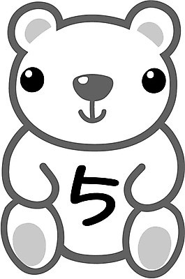 EPS 클립아트 문자 기호 일러스트 글꼴 곰 교과목 사람없음 픽토그램 숫자 오 5 수학교육 국내일러스트 동물 교육 포유류 수학 파일형식 벡터