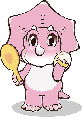 EPS 동물 척추동물 캐릭터 한마리 동물캐릭터 일러스트 파충류 사람없음 화장 거울 공룡 손거울 퍼프 공룡캐릭터 멸종 멸종위기동물 트리케라톱스 일러캐릭터 멸종위기종 1 뷰티 초식공룡 파일형식 벡터