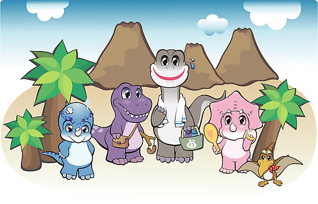 EPS 주간 나무 동물 구름 척추동물 캐릭터 동물캐릭터 여러마리 일러스트 파충류 사람없음 야외 공룡 화산 공룡캐릭터 멸종 멸종위기동물 일러캐릭터 멸종위기종 자연요소 식물 다수 산 파일형식 벡터