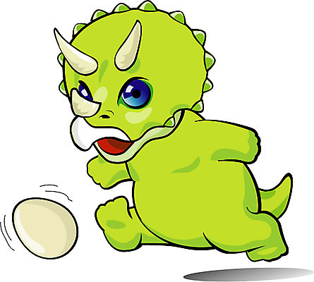 EPS 클립아트 동물 척추동물 캐릭터 동물캐릭터 일러스트 파충류 사람없음 달리기 계란 알 킥 공룡 공룡캐릭터 공차기 초식 트리케라톱스 일러캐릭터 모션 초식공룡 파일형식 벡터