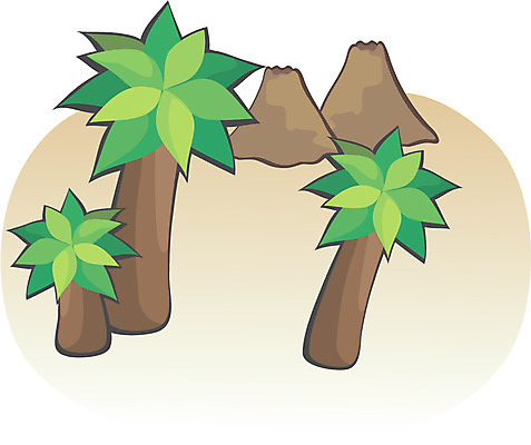 EPS 나무 식물 일러스트 산 풍경 사람없음 야자수 열대식물 화산 세그루 국내일러스트 3 파일형식 벡터