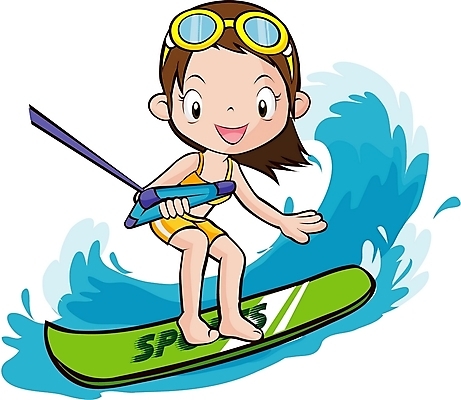 EPS 웰빙 계절 여자 어린이 스포츠 일러스트 레저 한명 사람 소녀 20대 성인 여름 레포츠 수상스포츠 수상스키 여자만 여자한명만 국내일러스트 1 청년 파일형식 벡터