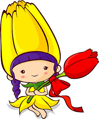 EPS 식물 캐릭터 꽃 일러스트 상상 요정 컬러풀 튤립 꽃캐릭터 꽃의요정 일러캐릭터 컬러 파일형식 벡터