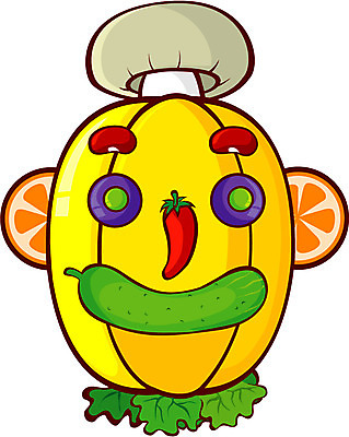 EPS 식물 캐릭터 얼굴 채소 오렌지 과일 일러스트 고추 포도 오이 사람없음 농작물 버섯 상추 음식캐릭터 참외 과일캐릭터 강낭콩 일러캐릭터 음식 농업 콩 신체부위 파일형식 벡터