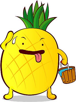 EPS 식물 캐릭터 과일 일러스트 사람없음 파인애플 과일캐릭터 물동이 파인애플캐릭터 일러캐릭터 열대과일 파일형식 벡터