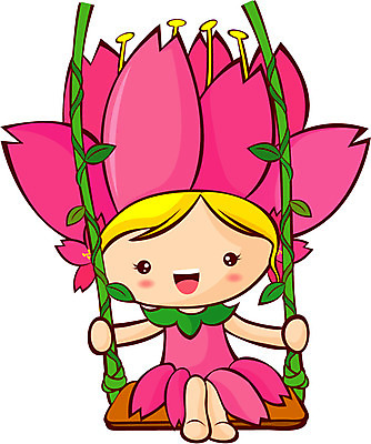 EPS 캐릭터 꽃 일러스트 상상 요정 그네 꽃캐릭터 꽃의요정 가상인물 일러캐릭터 식물 파일형식 벡터