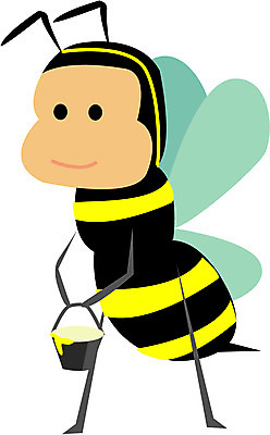 EPS 클립아트 동물 캐릭터 곤충 절지류 일러스트 사람없음 꿀벌 양동이 꿀 일벌 일러캐릭터 벌_곤충 파일형식 벡터
