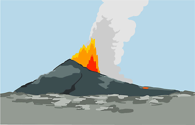 EPS 클립아트 일러스트 자연 불 산 풍경 사람없음 야외 연기 폭발 자연재해 화산 화산폭발 활화산 국내일러스트 자연요소 생태계 재해 파일형식 벡터