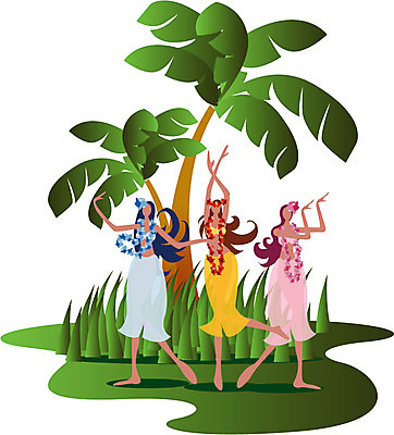 EPS 주간 클립아트 나무 식물 직업 웰빙 여자 일러스트 사람 야외 세명 야자수 댄서 춤 풀 전통무용 하와이 훌라춤 하와이춤 훌라댄서 여자만 국내일러스트 자연요소 전통 문화예술 미국 파일형식 벡터