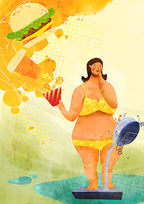 전신 PSD 우먼라이프 라이프스타일 여자 수영복 음식 빵 다이어트 일러스트 패스트푸드 한명 서기 들기 사람 성인 라이프 비키니 뷰티 치킨 놀람 햄버거 몸무게 체중계 콜라 과체중 국내일러스트 1 옷 감정 모션 표정 건강 생활 인스턴트 탄산음료 닭고기요리 파일형식