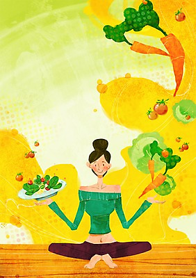 전신 PSD 우먼라이프 라이프스타일 접시 여자 음식 다이어트 토마토 채소 일러스트 한명 사람 앉기 성인 라이프 뷰티 당근 샐러드 양배추 국내일러스트 1 식기 모션 뿌리채소 건강 생활 파일형식